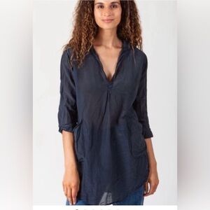 CP Shades Linen Teton Women's Navy Tunic Top, Size Medium, NWOT
